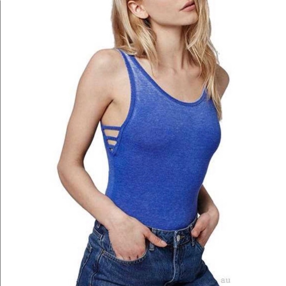 Topshop blue cut out sides bodysuit